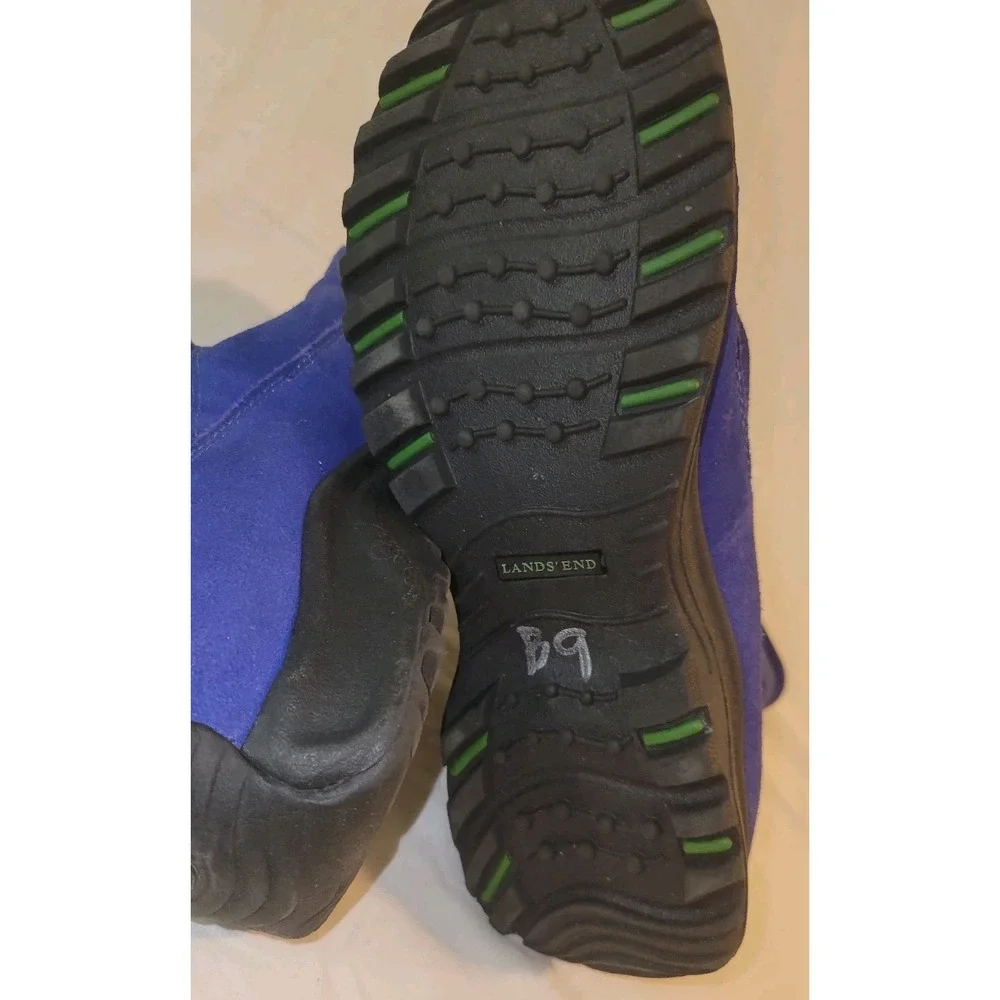 Lands'‎ End Winter Boots Women's size 8 Quilted Blue Suede Snow Zip